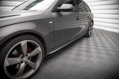 Seitenschweller Ansatz (Paar) V.2 passend für Audi A4 / A4 S-Line / S4 B8 schwarz Hochglanz