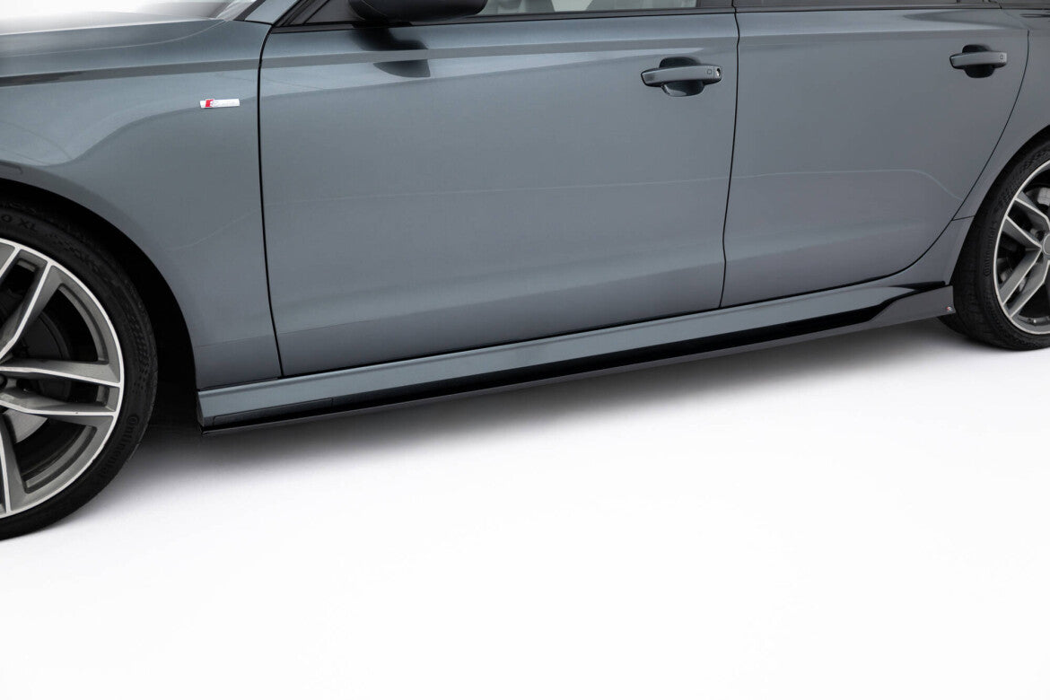 Seitenschweller Ansatz (Paar) V.2 passend für Audi A6 / A6 C7 S-line/ S6 C7 FL schwarz Hochglanz