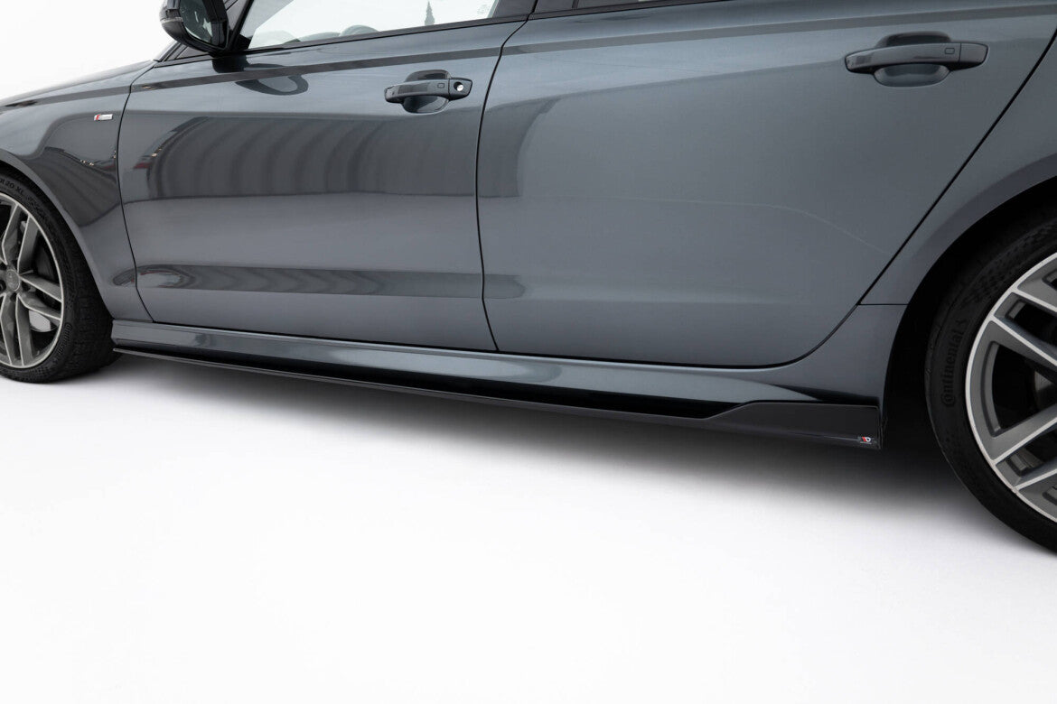 Seitenschweller Ansatz (Paar) V.2 passend für Audi A6 / A6 C7 S-line/ S6 C7 FL schwarz Hochglanz