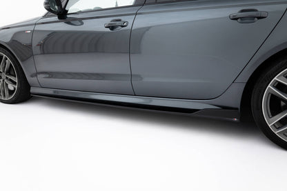 Seitenschweller Ansatz (Paar) V.2 passend für Audi A6 / A6 C7 S-line/ S6 C7 FL schwarz Hochglanz