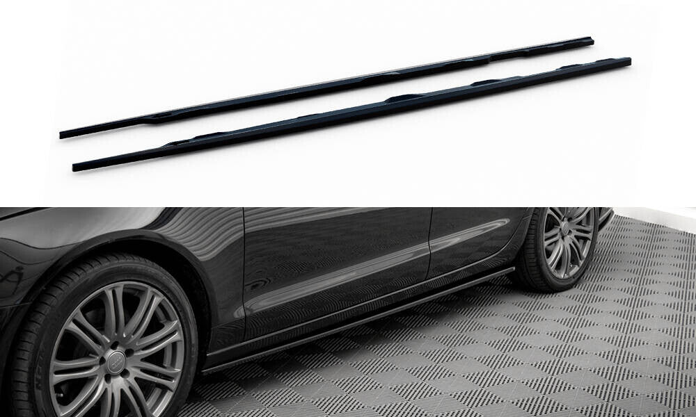 Seitenschweller Ansatz (Paar) V.2 passend für Audi A6 C7 schwarz Hochglanz