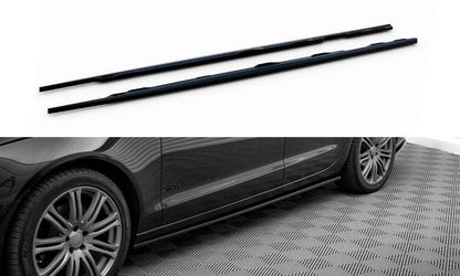 Seitenschweller Ansatz (Paar) V.2 passend für Audi A6 C7 schwarz Hochglanz