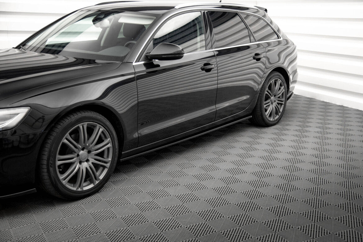 Seitenschweller Ansatz (Paar) V.2 passend für Audi A6 C7 schwarz Hochglanz