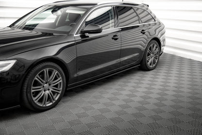 Seitenschweller Ansatz (Paar) V.2 passend für Audi A6 C7 schwarz Hochglanz