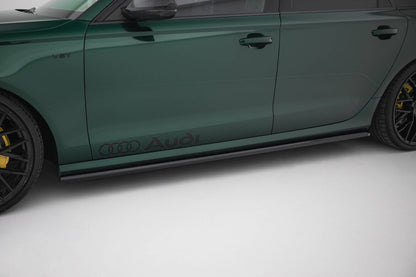 Seitenschweller Ansatz (Paar) V.2 passend für Audi A6 S-line / S6 C7 schwarz Hochglanz