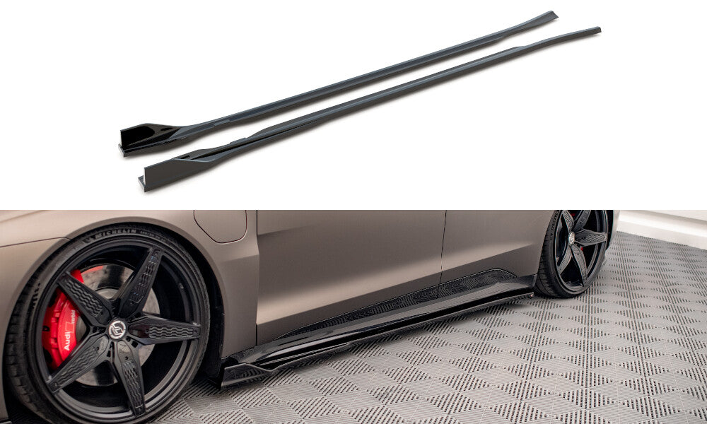 Seitenschweller Ansatz (Paar) V.2 passend für Audi e-Tron GT / RS GT Mk1 schwarz Hochglanz
