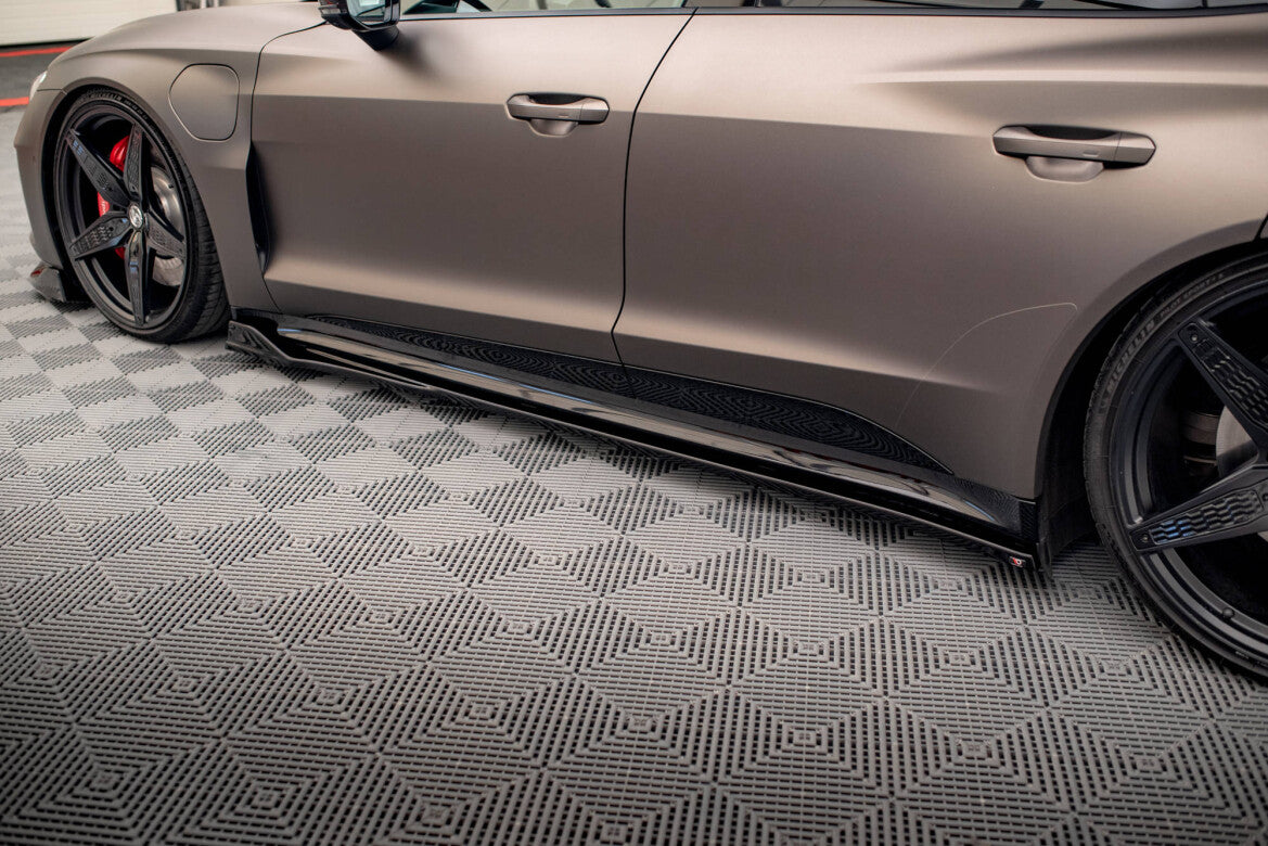 Seitenschweller Ansatz (Paar) V.2 passend für Audi e-Tron GT / RS GT Mk1 schwarz Hochglanz