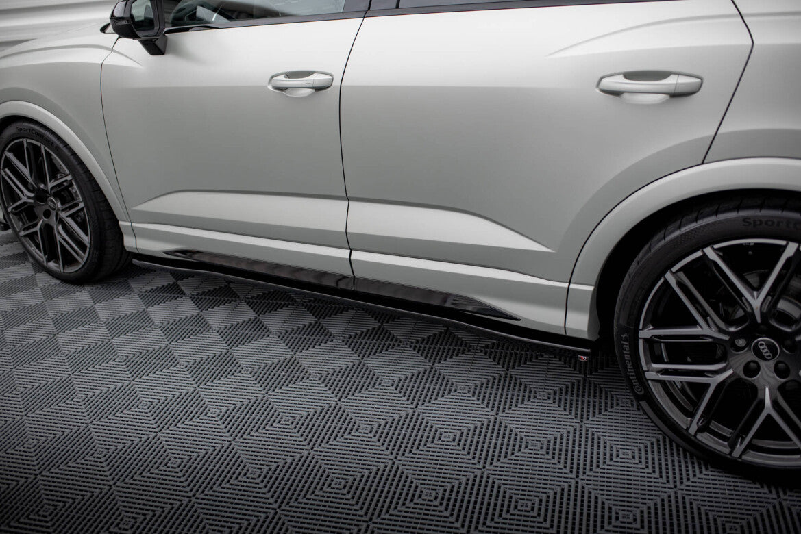 Seitenschweller Ansatz (Paar) V.2 passend für Audi Q3 S-Line / RSQ3 Sportback / SUV F3 schwarz Hochglanz