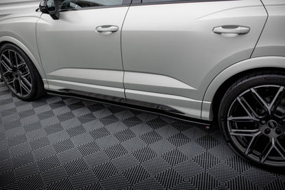 Seitenschweller Ansatz (Paar) V.2 passend für Audi Q3 S-Line / RSQ3 Sportback / SUV F3 schwarz Hochglanz