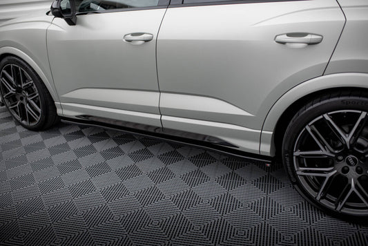 Seitenschweller Ansatz (Paar) V.2 passend für Audi Q3 S-Line / RSQ3 Sportback / SUV F3 schwarz Hochglanz