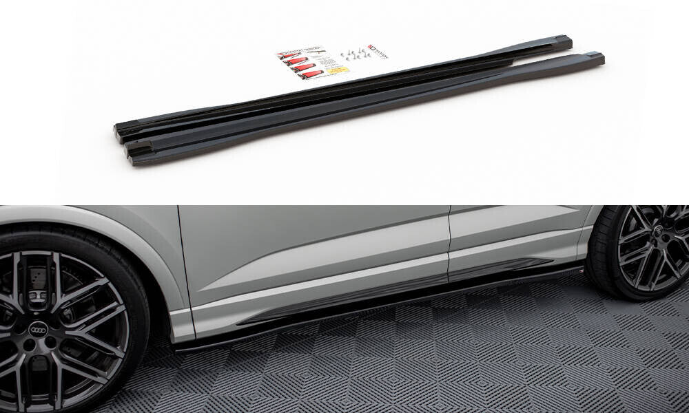 Seitenschweller Ansatz (Paar) V.2 passend für Audi Q3 S-Line / RSQ3 Sportback / SUV F3 schwarz Hochglanz