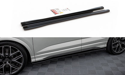 Seitenschweller Ansatz (Paar) V.2 passend für Audi Q3 S-Line / RSQ3 Sportback / SUV F3 schwarz Hochglanz