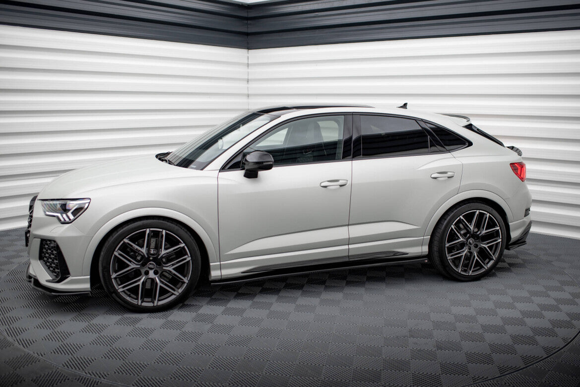 Seitenschweller Ansatz (Paar) V.2 passend für Audi Q3 S-Line / RSQ3 Sportback / SUV F3 schwarz Hochglanz