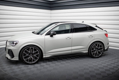 Seitenschweller Ansatz (Paar) V.2 passend für Audi Q3 S-Line / RSQ3 Sportback / SUV F3 schwarz Hochglanz