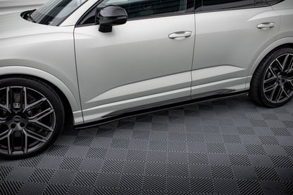 Seitenschweller Ansatz (Paar) V.2 passend für Audi Q3 S-Line / RSQ3 Sportback / SUV F3 schwarz Hochglanz