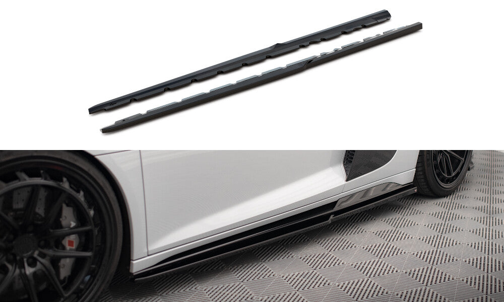 Seitenschweller Ansatz (Paar) V.2 passend für Audi R8 Mk2 FL schwarz Hochglanz