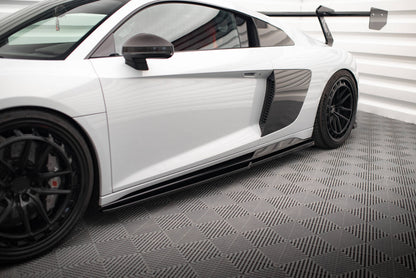 Seitenschweller Ansatz (Paar) V.2 passend für Audi R8 Mk2 FL schwarz Hochglanz
