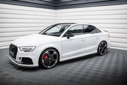 Seitenschweller Ansatz (Paar) V.2 passend für Audi RS3 Limousine 8V FL schwarz Hochglanz