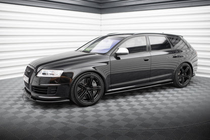 Seitenschweller Ansatz (Paar) V.2 passend für Audi RS6 Avant C6 schwarz Hochglanz