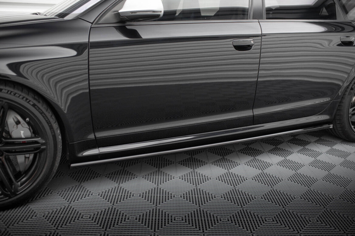 Seitenschweller Ansatz (Paar) V.2 passend für Audi RS6 Avant C6 schwarz Hochglanz