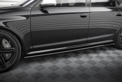 Seitenschweller Ansatz (Paar) V.2 passend für Audi RS6 Avant C6 schwarz Hochglanz