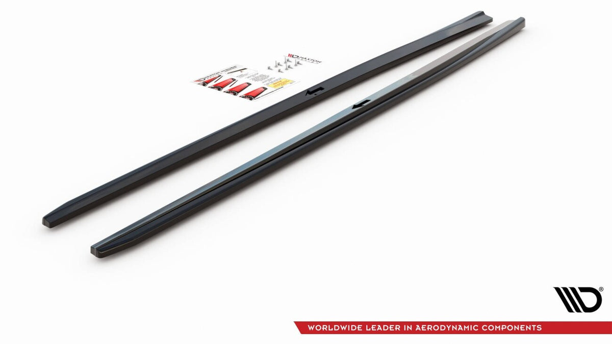 Seitenschweller Ansatz (Paar) V.2 passend für Audi S3 / A3 S-Line Limousine 8V FL schwarz Hochglanz