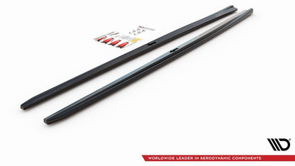 Seitenschweller Ansatz (Paar) V.2 passend für Audi S3 / A3 S-Line Limousine 8V FL schwarz Hochglanz