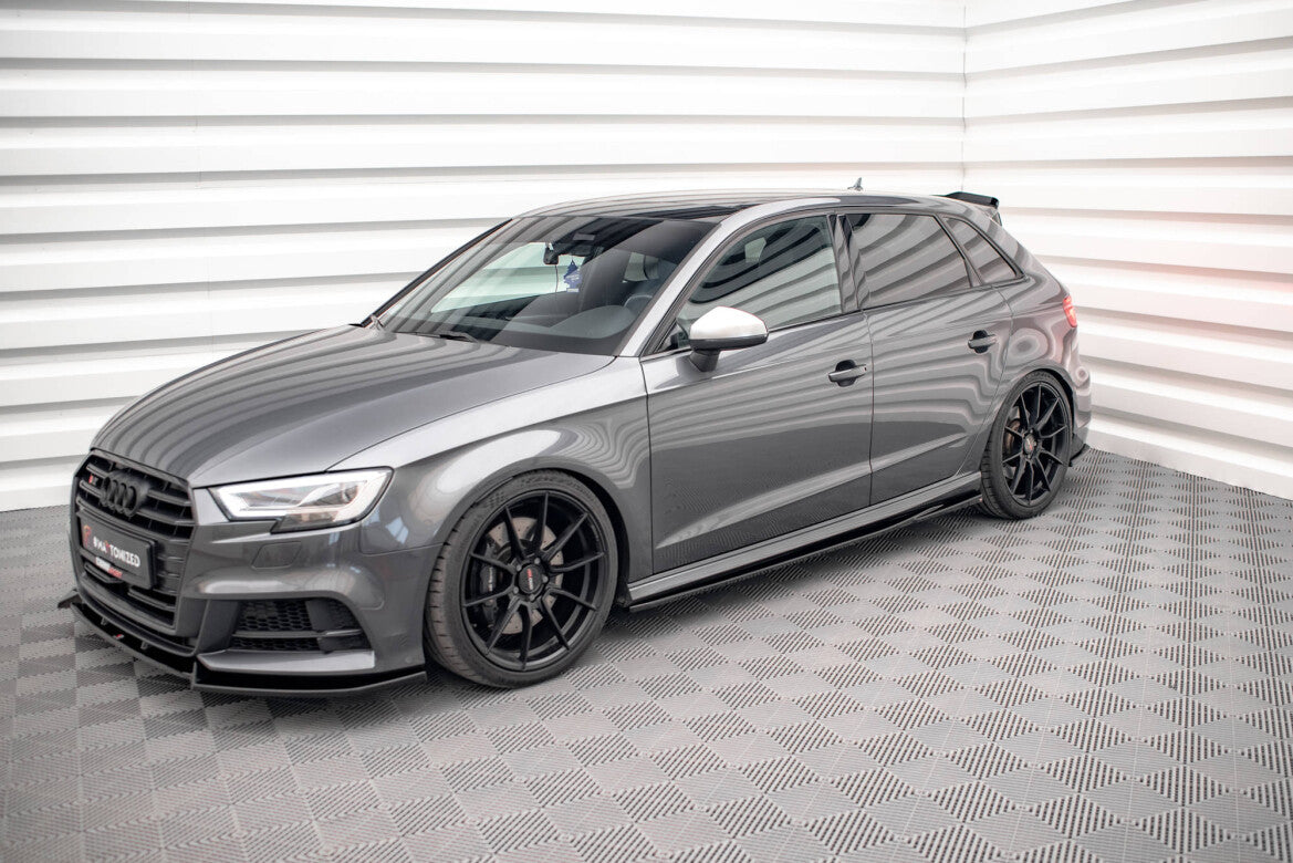 Seitenschweller Ansatz (Paar) V.2 passend für Audi S3 / A3 S-Line Sportback 8V / 8V FL schwarz Hochglanz