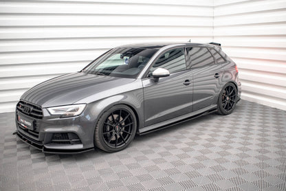 Seitenschweller Ansatz (Paar) V.2 passend für Audi S3 / A3 S-Line Sportback 8V / 8V FL schwarz Hochglanz
