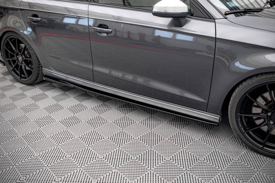 Seitenschweller Ansatz (Paar) V.2 passend für Audi S3 / A3 S-Line Sportback 8V / 8V FL schwarz Hochglanz