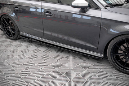 Seitenschweller Ansatz (Paar) V.2 passend für Audi S3 / A3 S-Line Sportback 8V / 8V FL schwarz Hochglanz