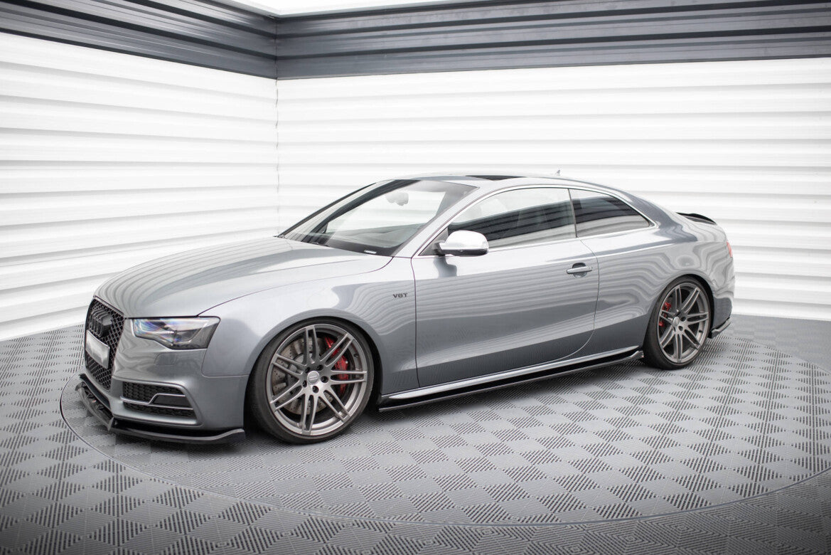 Seitenschweller Ansatz (Paar) V.2 passend für Audi S5 / A5 S-Line Coupe 8T schwarz Hochglanz