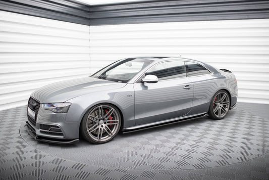 Seitenschweller Ansatz (Paar) V.2 passend für Audi S5 / A5 S-Line Coupe 8T schwarz Hochglanz