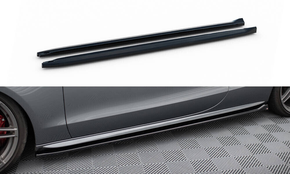 Seitenschweller Ansatz (Paar) V.2 passend für Audi S5 / A5 S-Line Coupe 8T schwarz Hochglanz