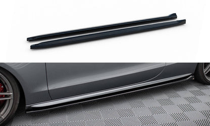 Seitenschweller Ansatz (Paar) V.2 passend für Audi S5 / A5 S-Line Coupe 8T schwarz Hochglanz