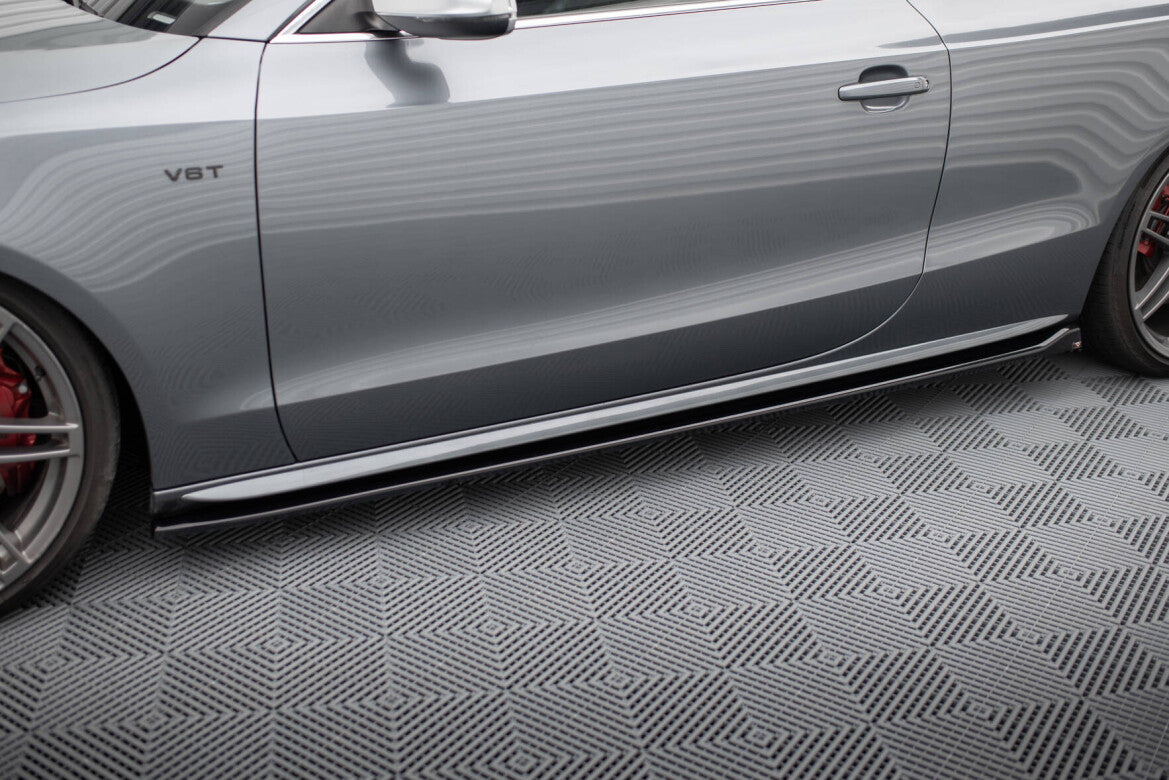 Seitenschweller Ansatz (Paar) V.2 passend für Audi S5 / A5 S-Line Coupe 8T schwarz Hochglanz