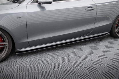 Seitenschweller Ansatz (Paar) V.2 passend für Audi S5 / A5 S-Line Coupe 8T schwarz Hochglanz