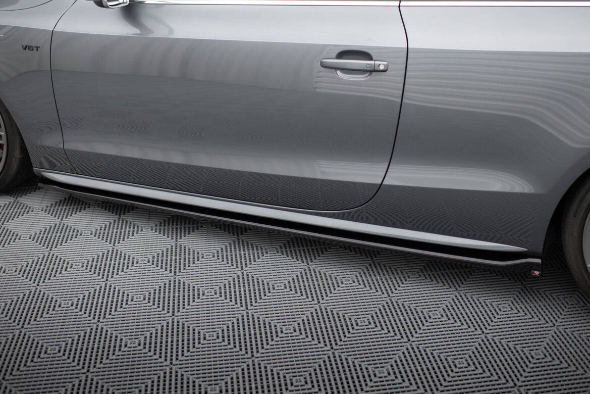 Seitenschweller Ansatz (Paar) V.2 passend für Audi S5 / A5 S-Line Coupe 8T schwarz Hochglanz