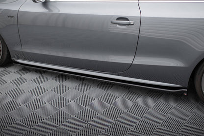 Seitenschweller Ansatz (Paar) V.2 passend für Audi S5 / A5 S-Line Coupe 8T schwarz Hochglanz