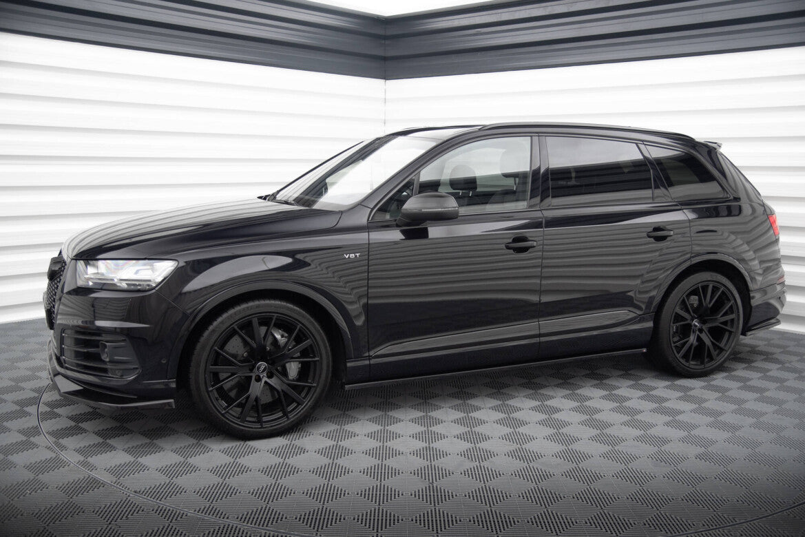 Seitenschweller Ansatz (Paar) V.2 passend für Audi SQ7 / Q7 S-Line Mk2 schwarz Hochglanz