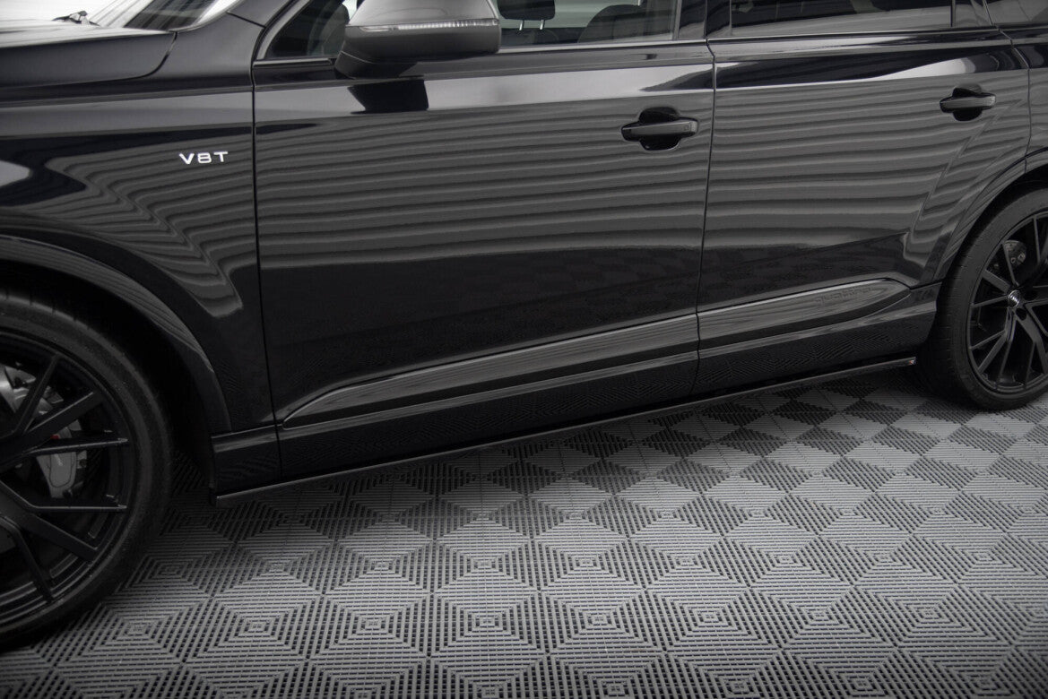 Seitenschweller Ansatz (Paar) V.2 passend für Audi SQ7 / Q7 S-Line Mk2 schwarz Hochglanz