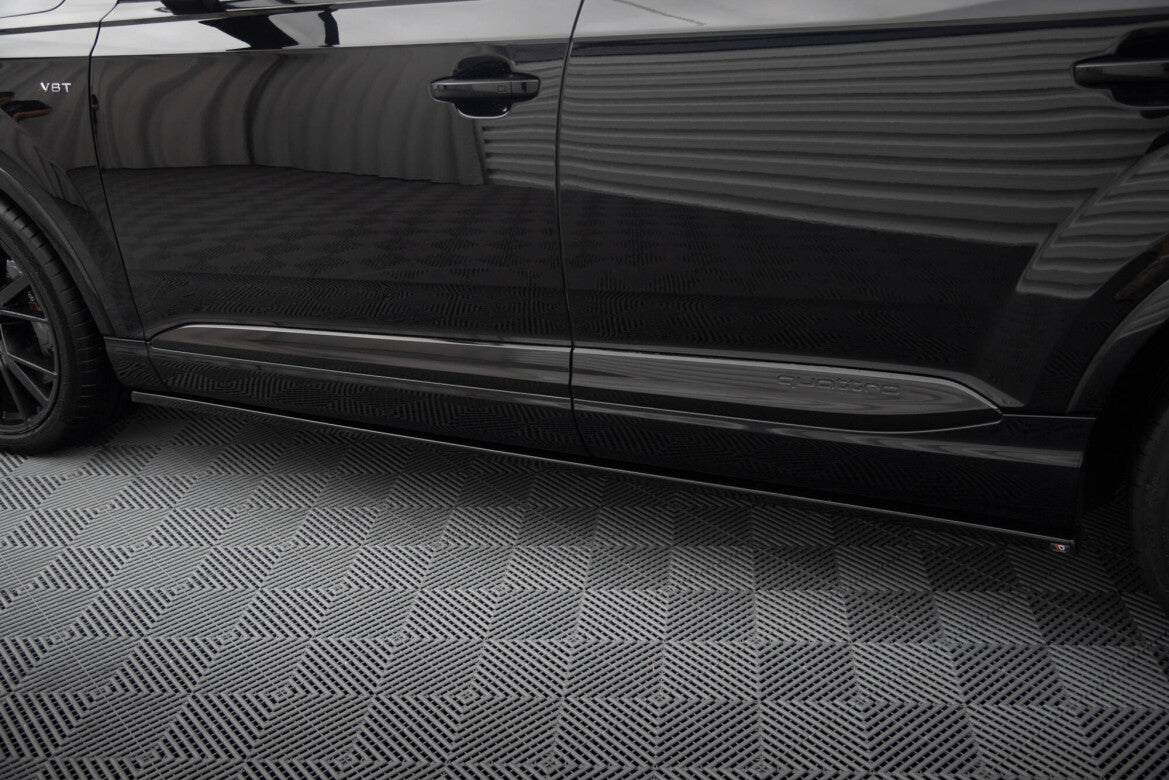 Seitenschweller Ansatz (Paar) V.2 passend für Audi SQ7 / Q7 S-Line Mk2 schwarz Hochglanz