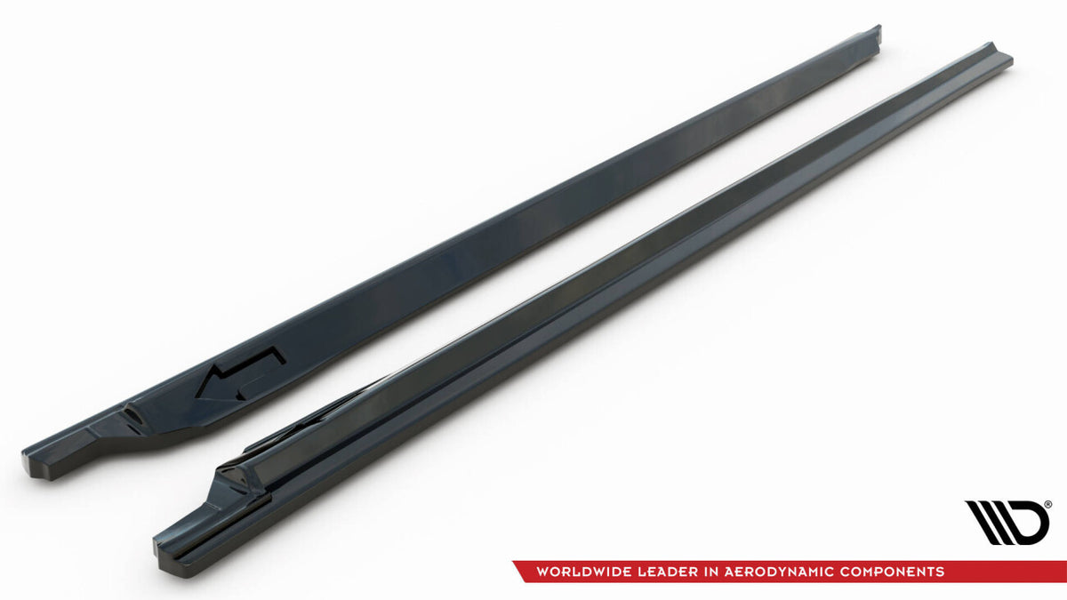 Seitenschweller Ansatz (Paar) V.2 passend für Audi SQ7 / Q7 S-Line Mk2 schwarz Hochglanz