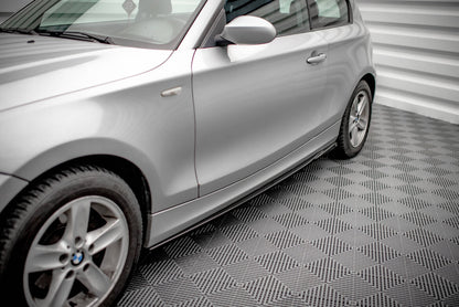 Seitenschweller Ansatz (Paar) V.2 passend für BMW 1er E81 FL schwarz Hochglanz