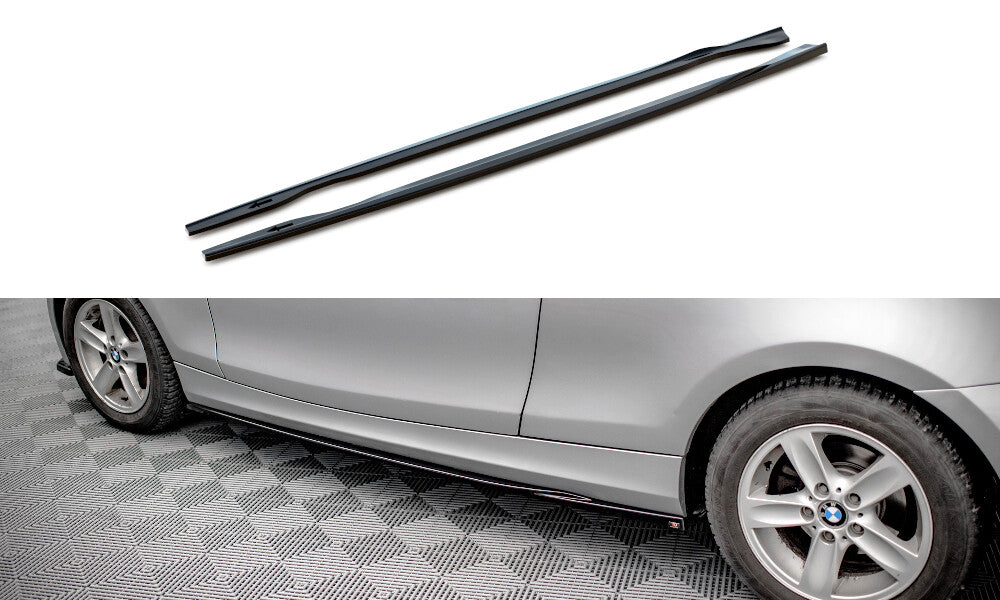 Seitenschweller Ansatz (Paar) V.2 passend für BMW 1er E81 FL schwarz Hochglanz