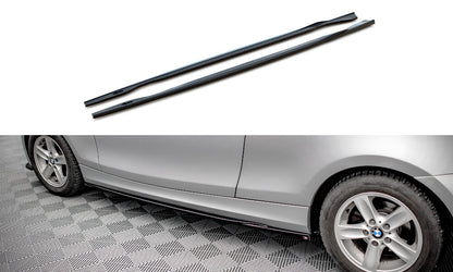 Seitenschweller Ansatz (Paar) V.2 passend für BMW 1er E81 FL schwarz Hochglanz