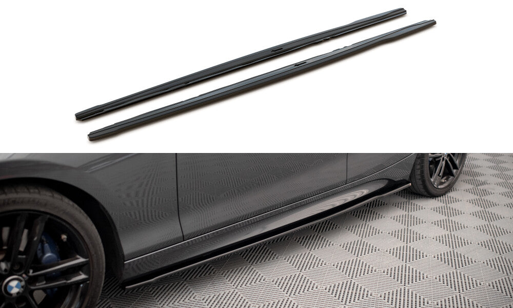 Seitenschweller Ansatz (Paar) V.2 passend für. BMW 1er M135i / M140i / M-Paket F20 schwarz Hochglanz