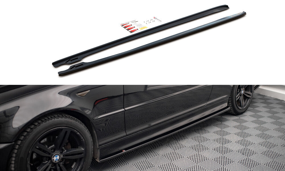 Seitenschweller Ansatz (Paar) V.2 passend für BMW 3er Coupe M-Paket E46 schwarz Hochglanz