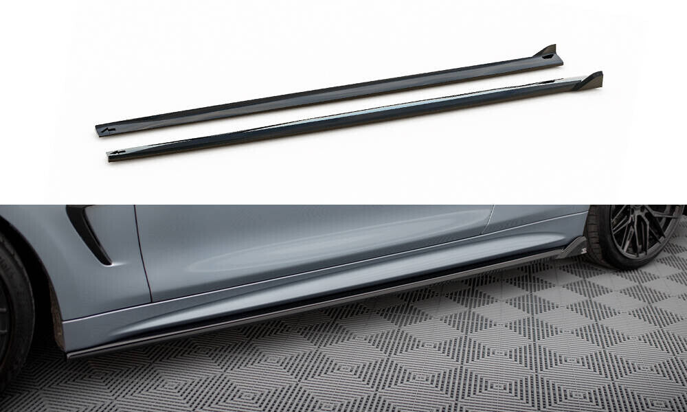 Seitenschweller Ansatz (Paar) V.2 passend für BMW 4er Coupe / Gran Coupe / Cabrio M-Paket F32 / F36 / F33 schwarz Hochglanz