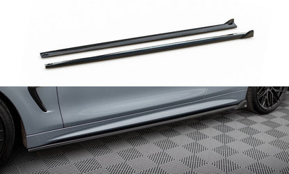 Seitenschweller Ansatz (Paar) V.2 passend für BMW 4er Coupe / Gran Coupe / Cabrio M-Paket F32 / F36 / F33 schwarz Hochglanz